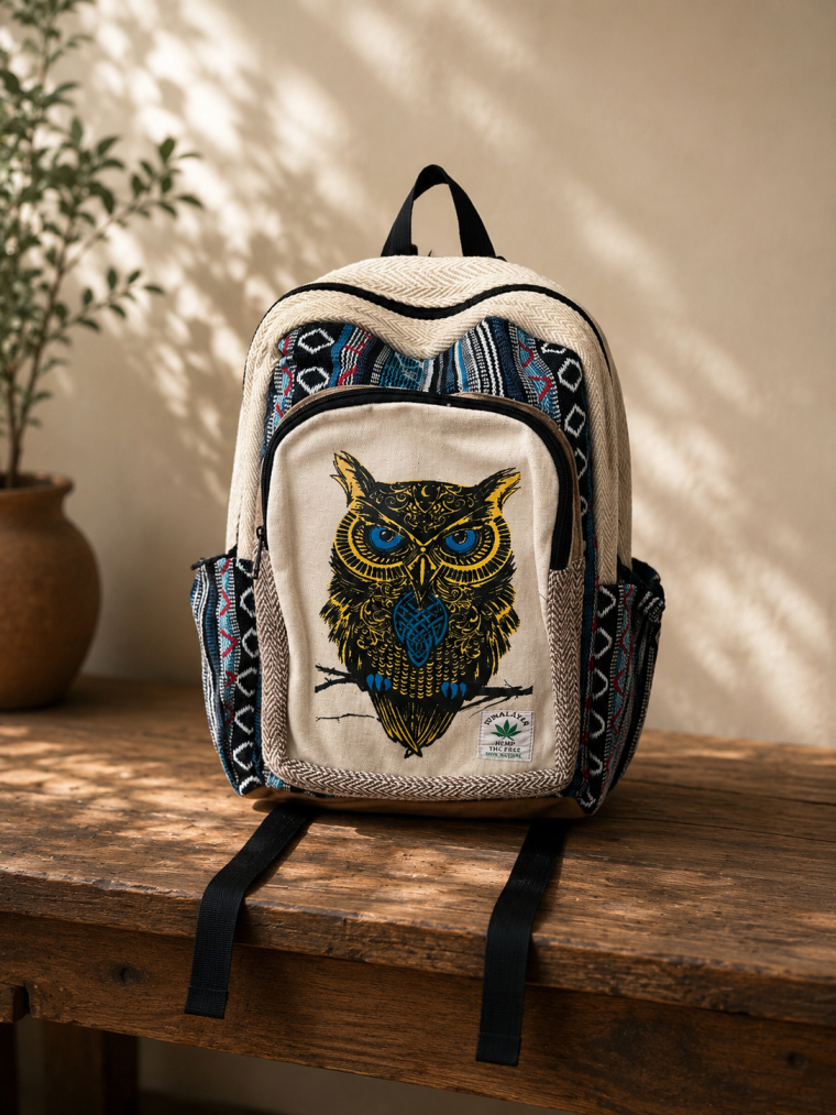 Owl Print Canvas Backpack | Yala Cotton