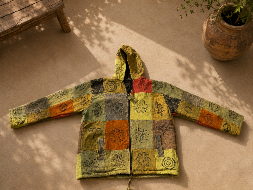 Olive Patchwork Hooded Jacket