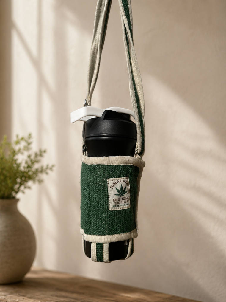 Forest Green Hemp Water Bottle Carrier | Yala